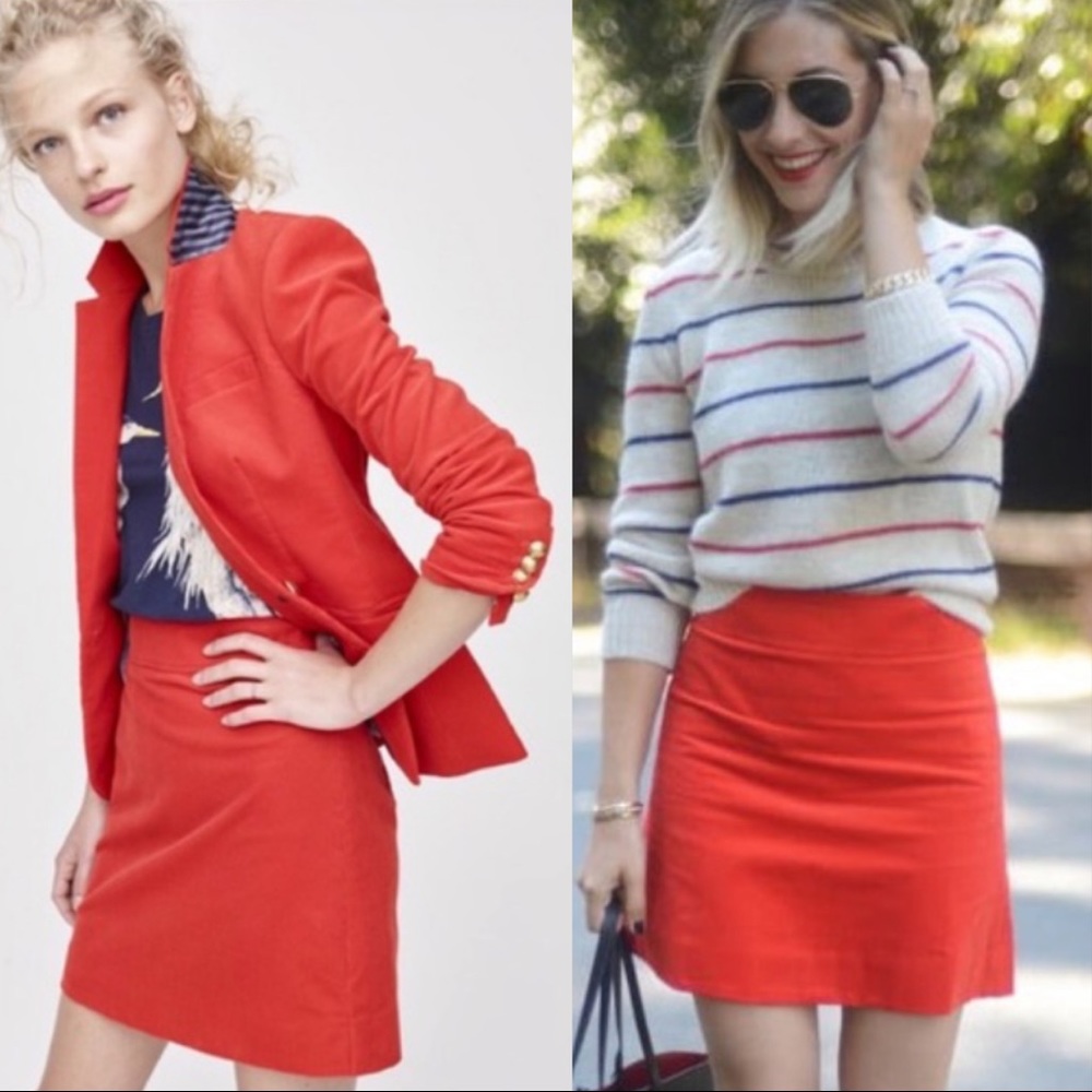 J.crew Corduroy Red Mini A line Skirt in sunset red